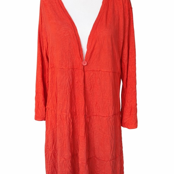 Papa Vancouver Tops - Papa Vancouver Sierra Orange Crinkle Tiered Tunic | Large